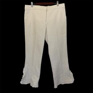 Trina Turk Women's White Brocade Ankle Flare Pants Size 10